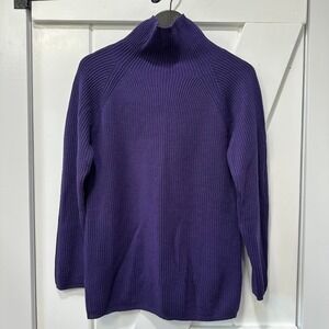 Max Mara Leisure Womens Sweater Size XS  Gimmy Purple Wool Ribbed Mock Neck NEW